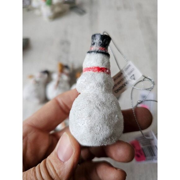 Cannon falls mini snowman ornament set broom glitter shabby chic Xmas tree - Picture 4 of 8